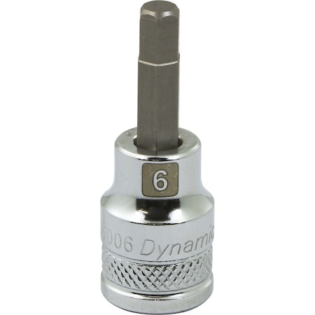 Dynamic Tools 3/8" Drive Metric Hex Head, 6mm Bit Std Length, Chrome Socket D006006